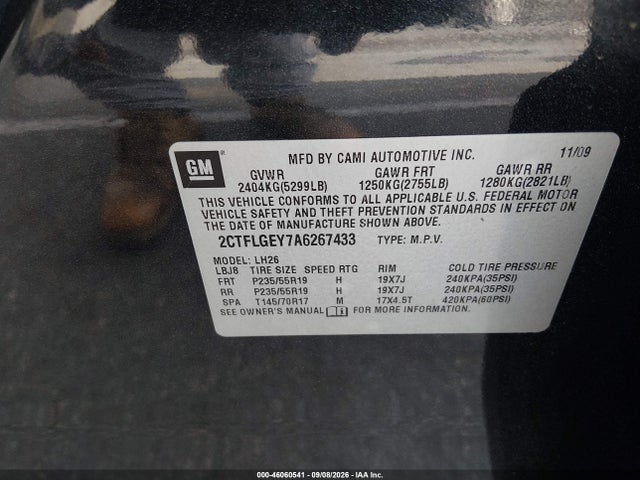 Aukcja sprzedaży 2010 Gmc Terrain Slt-1, vin: 2CTFLGEY7A6267433, numer aukcji: 46060541