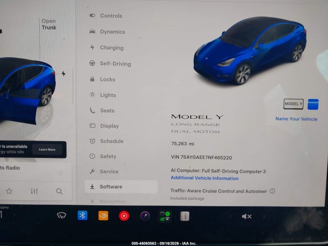 Продаж на аукціоні авто 2022 Tesla Model Y Long Range Dual Motor All-wheel Drive, vin: 7SAYGAEE7NF465220, номер лоту: 46060563