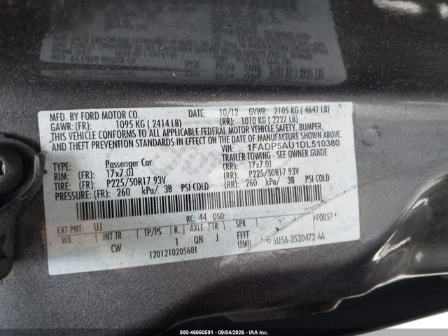 Aukcja sprzedaży 2013 Ford C-max Hybrid Se, vin: 1FADP5AU1DL510380, numer aukcji: 46060591