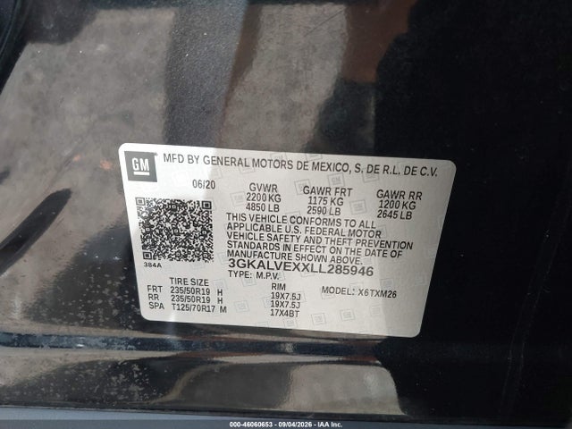 Aukcja sprzedaży 2020 Gmc Terrain Awd Slt, vin: 3GKALVEXXLL285946, numer aukcji: 46060653