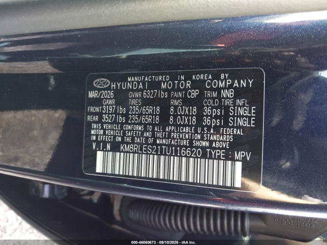 Продажа на аукционе авто 2026 Hyundai Palisade Sel 7p, vin: KM8RLES21TU116620, номер лота: 46060673