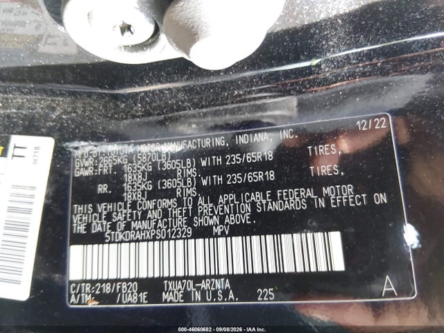 Aukcja sprzedaży 2023 Toyota Highlander Le, vin: 5TDKDRAHXPS012329, numer aukcji: 46060682