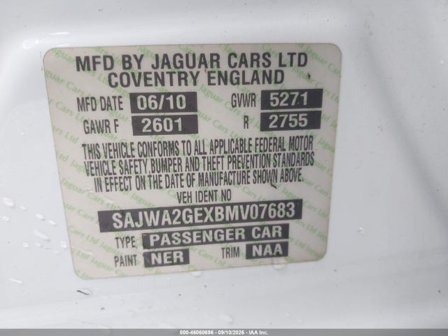 Продажа на аукционе авто 2011 Jaguar Xj Xjl Supercharged, vin: SAJWA2GEXBMV07683, номер лота: 46060696