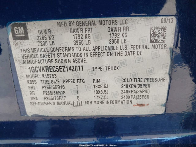 Aukcja sprzedaży 2014 Chevrolet Silverado 1500 Lt, vin: 1GCVKREC5EZ142077, numer aukcji: 46060700