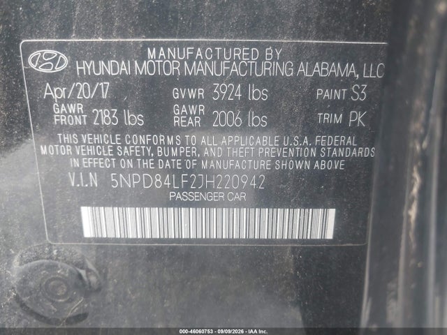 Aukcja sprzedaży 2018 Hyundai Elantra Sel, vin: 5NPD84LF2JH220942, numer aukcji: 46060753