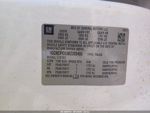 Aukcja sprzedaży 2011 Chevrolet Silverado 1500 Work Truck, vin: 1GCNCPEX9BZ302493, numer aukcji: 46060754
