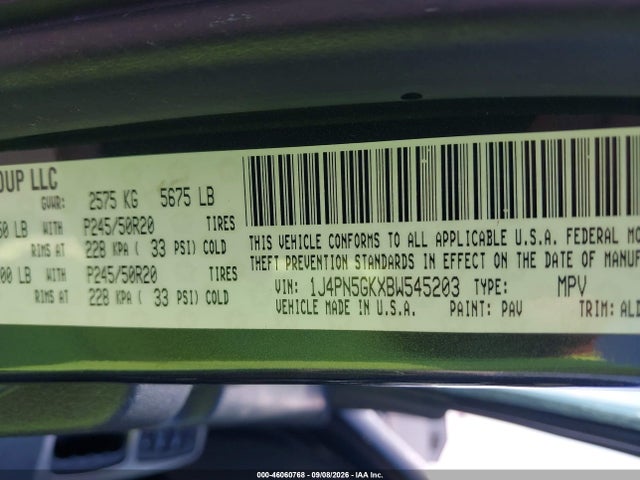 Продажа на аукционе авто 2011 Jeep Liberty Limited Edition, vin: 1J4PN5GKXBW545203, номер лота: 46060768