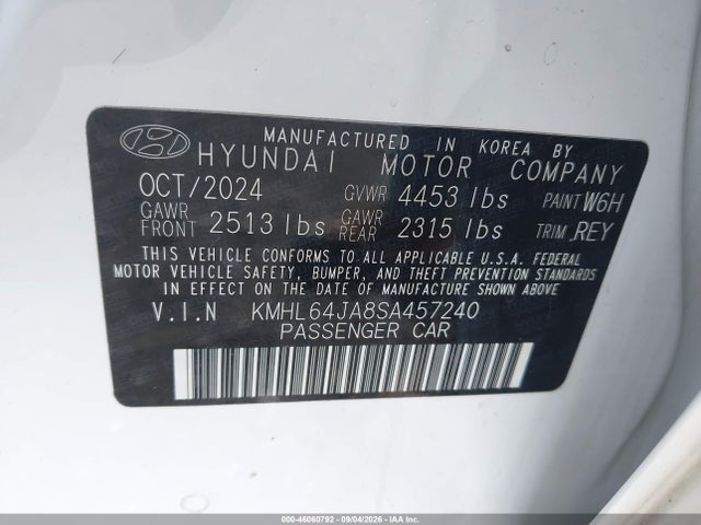 2025 Hyundai Sonata Sel მანქანა იყიდება აუქციონზე, vin: KMHL64JA8SA457240, აუქციონის ნომერი: 46060792