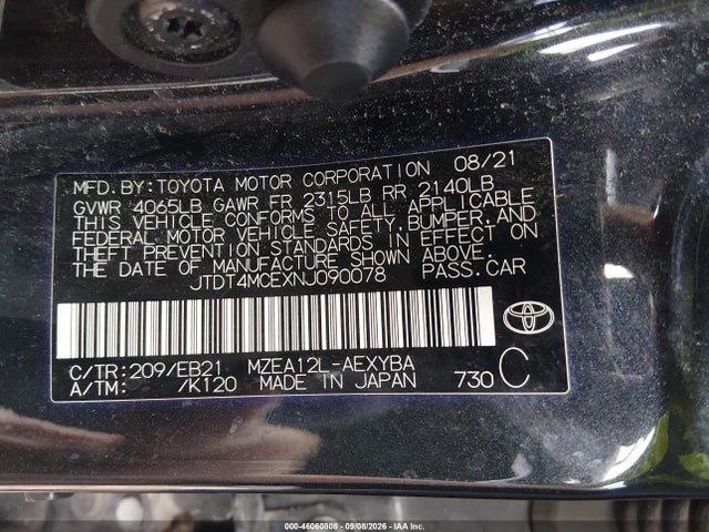 Aukcja sprzedaży 2022 Toyota Corolla Xse, vin: JTDT4MCEXNJ090078, numer aukcji: 46060808