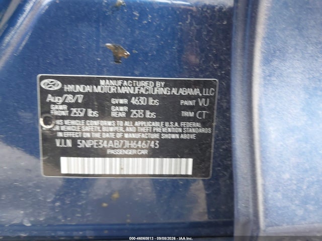46060813 :رقم المزاد ، 5NPE34AB7JH646743 vin ، 2018 Hyundai Sonata Sport 2.0t مزاد بيع