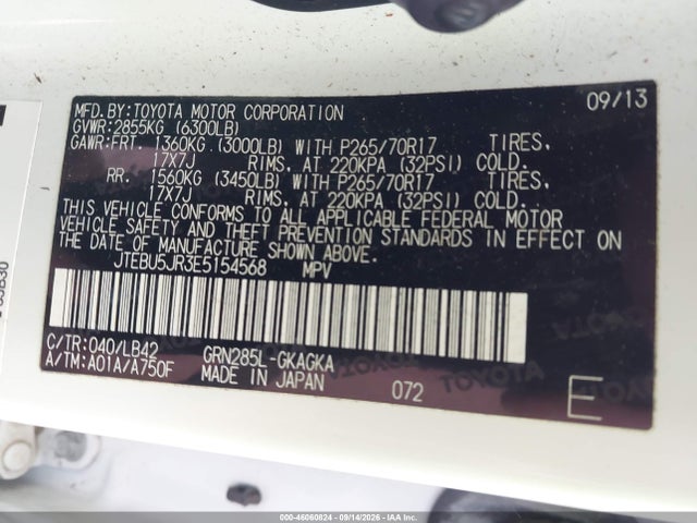 Продаж на аукціоні авто 2014 Toyota 4runner Sr5 Premium, vin: JTEBU5JR3E5154568, номер лоту: 46060824