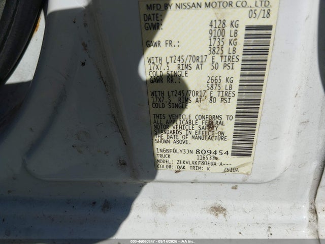 Продажа на аукционе авто 2018 Nissan Nv Cargo Nv2500 Hd Sv V6, vin: 1N6BF0LY3JN809454, номер лота: 46060847