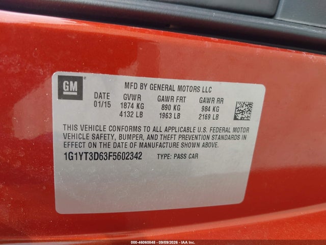 1G1YT3D63F5602342 Chevrolet Corvette Z06