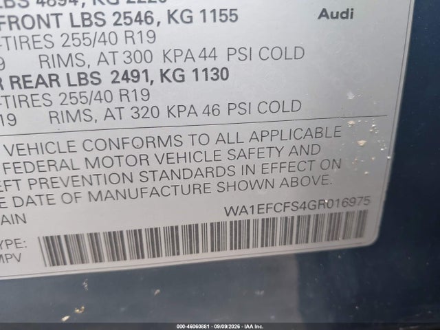 Aukcja sprzedaży 2016 Audi Q3 2.0t Premium Plus, vin: WA1EFCFS4GR016975, numer aukcji: 46060881
