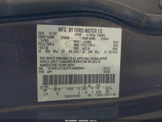Продажа на аукционе авто 2007 Ford Explorer Xlt, vin: 1FMEU73E57UA95941, номер лота: 46060997