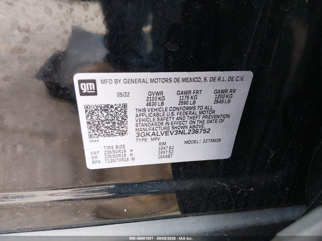 Aukcja sprzedaży 2022 Gmc Terrain Awd Slt, vin: 3GKALVEV3NL236752, numer aukcji: 46061001