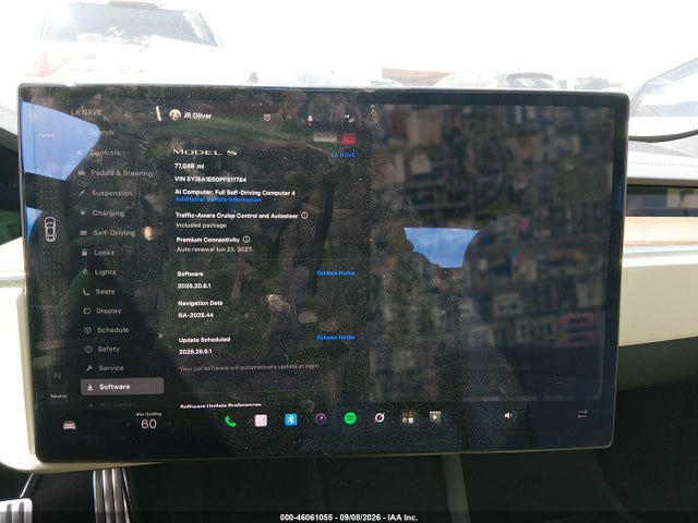 2023 Tesla Model S Dual Motor All-wheel Drive/standard Range მანქანა იყიდება აუქციონზე, vin: 5YJSA1E50PF511784, აუქციონის ნომერი: 46061055