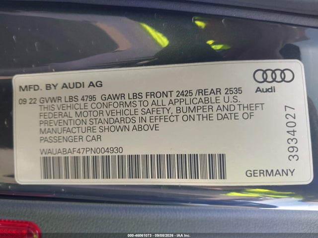 Продаж на аукціоні авто 2023 Audi A4 Premium 40 Tfsi Quattro S Tronic, vin: WAUABAF47PN004930, номер лоту: 46061073