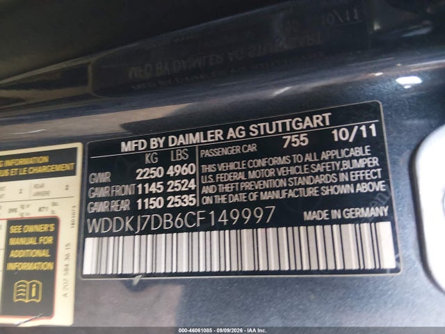 Aukcja sprzedaży 2012 Mercedes-benz E 550, vin: WDDKJ7DB6CF149997, numer aukcji: 46061085