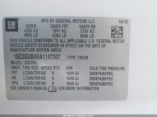 Aukcja sprzedaży 2010 Chevrolet Express 3500 Work Van, vin: 1GC2GUBA6A1147307, numer aukcji: 46061158