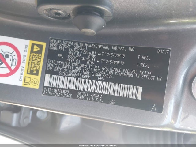 Продажа на аукционе авто 2017 Toyota Highlander Xle, vin: 5TDKZRFH8HS518981, номер лота: 46061176