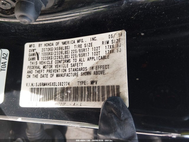 Продажа на аукционе авто 2014 Honda Cr-v Ex, vin: 5J6RM4H5XEL082774, номер лота: 46061196