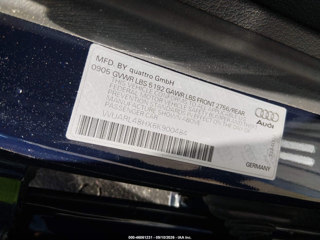 2006 Audi S4 მანქანა იყიდება აუქციონზე, vin: WUARL48HX6K900484, აუქციონის ნომერი: 46061231