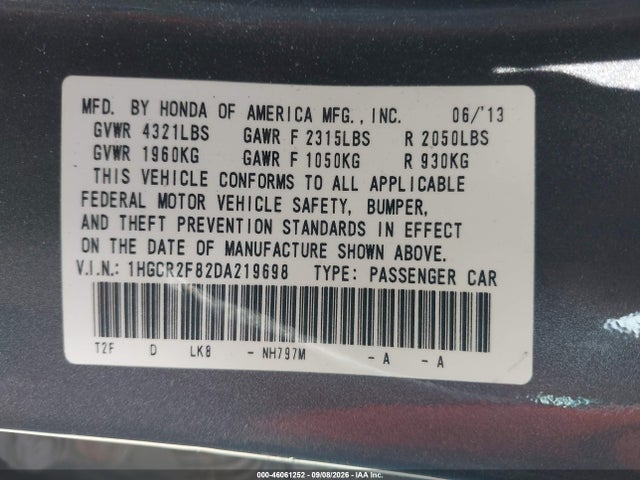 Продажа на аукционе авто 2013 Honda Accord Ex-l, vin: 1HGCR2F82DA219698, номер лота: 46061252