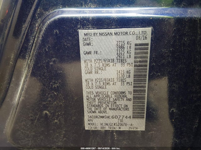Nissan Pathfinder Sl 2017 5N1DR2MM5HC607744 Image 9