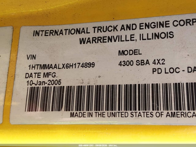 Продажа на аукционе авто 2006 International 4000 4300, vin: 1HTMMAALX6H174899, номер лота: 46061283