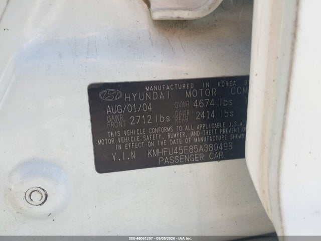 2005 Hyundai Xg350 L მანქანა იყიდება აუქციონზე, vin: KMHFU45E85A380499, აუქციონის ნომერი: 46061287