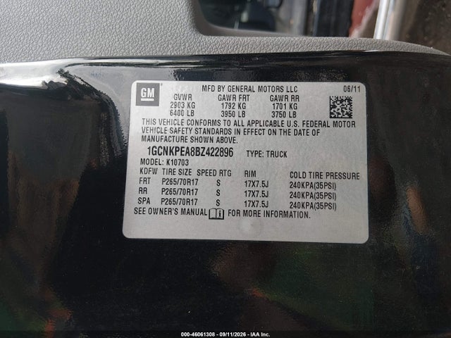 Aukcja sprzedaży 2011 Chevrolet Silverado 1500 Work Truck, vin: 1GCNKPEA8BZ422896, numer aukcji: 46061308