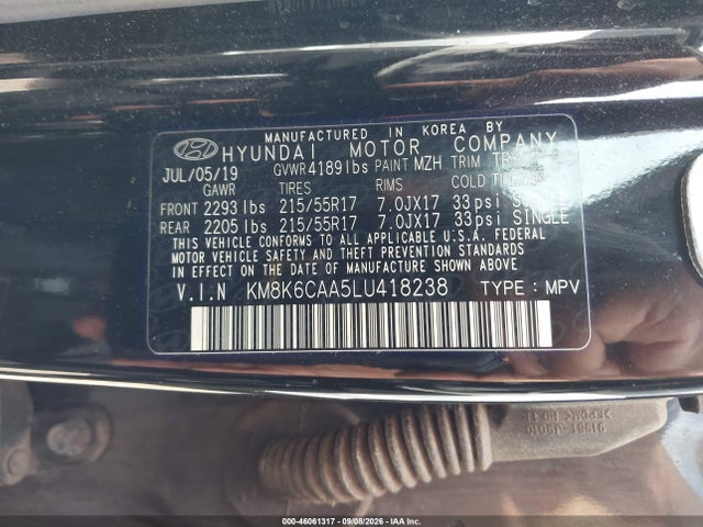 Aukcja sprzedaży 2020 Hyundai Kona Sel Plus, vin: KM8K6CAA5LU418238, numer aukcji: 46061317