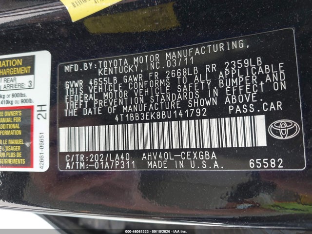 Продаж на аукціоні авто 2011 Toyota Camry Hybrid, vin: 4T1BB3EK8BU141792, номер лоту: 46061323