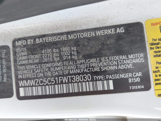 Продажа на аукционе авто 2015 Mini Countryman Cooper S, vin: WMWZC5C51FWT38030, номер лота: 46061328