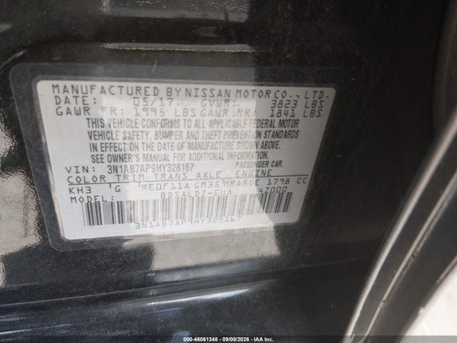 Aukcja sprzedaży 2017 Nissan Sentra Sv, vin: 3N1AB7AP9HY328167, numer aukcji: 46061348