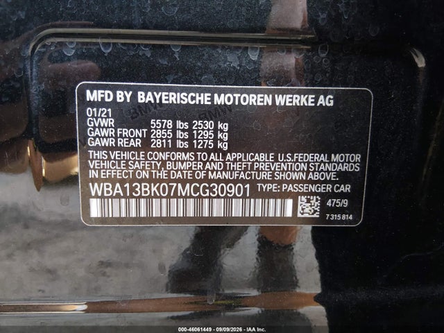 Auction sale of the 2021 Bmw M550i Xdrive, vin: WBA13BK07MCG30901, lot number: 46061449