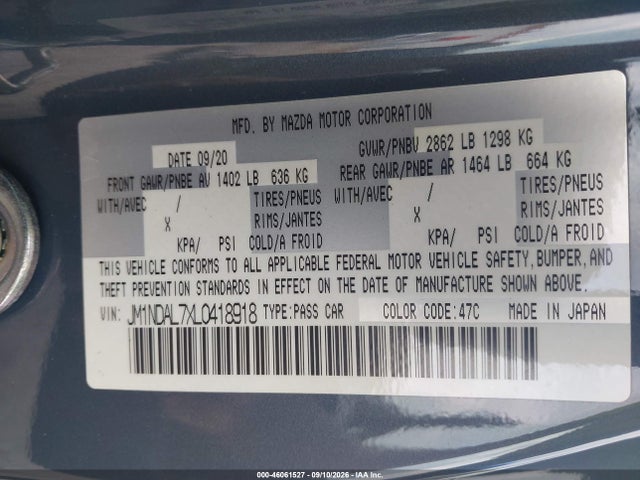 Aukcja sprzedaży 2020 Mazda Mx-5 Miata Rf Club, vin: JM1NDAL7XL0418918, numer aukcji: 46061527