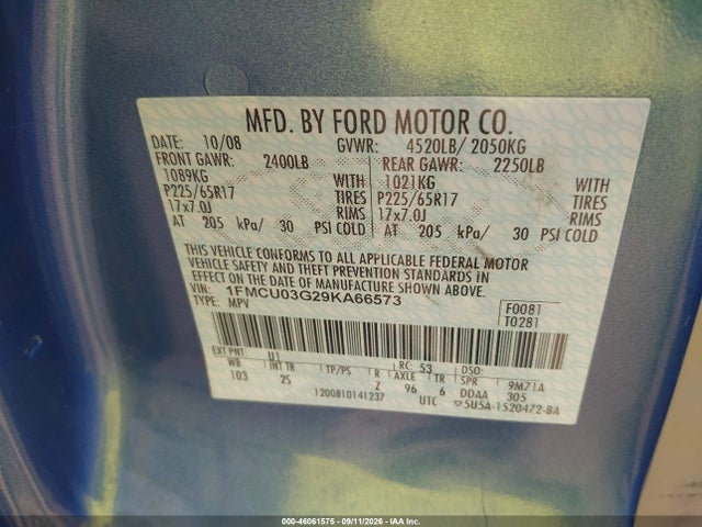 Aukcja sprzedaży 2009 Ford Escape Xlt, vin: 1FMCU03G29KA66573, numer aukcji: 46061575