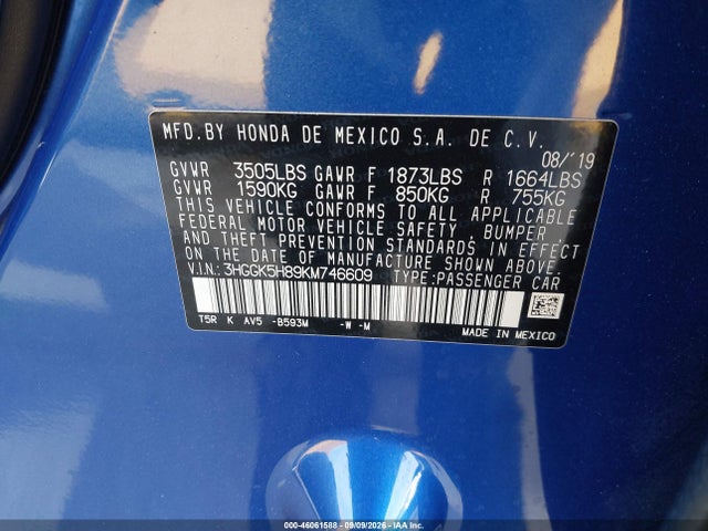 Продаж на аукціоні авто 2019 Honda Fit Ex, vin: 3HGGK5H89KM746609, номер лоту: 46061588