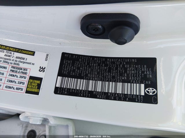 Продажа на аукционе авто 2025 Toyota Corolla Le, vin: 5YFB4MDE7SP237202, номер лота: 46061732
