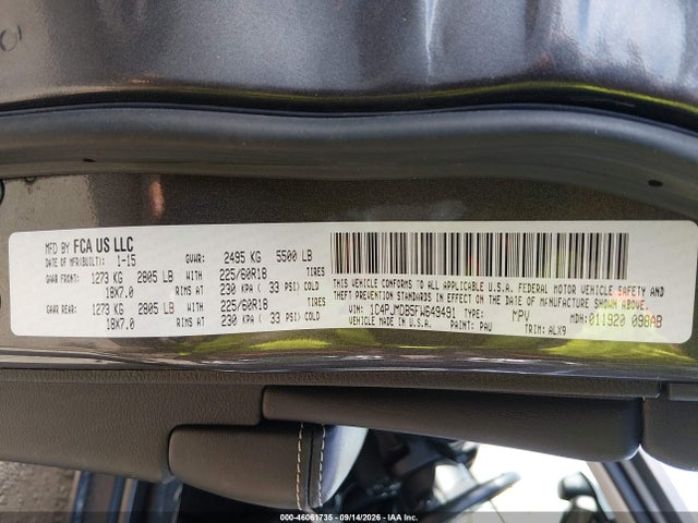 Продаж на аукціоні авто 2015 Jeep Cherokee Limited, vin: 1C4PJMDB5FW649491, номер лоту: 46061735