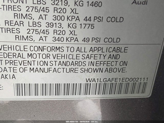 Продажа на аукционе авто 2014 Audi Q7 3.0t Premium, vin: WA1LGAFE1ED002111, номер лота: 46061784