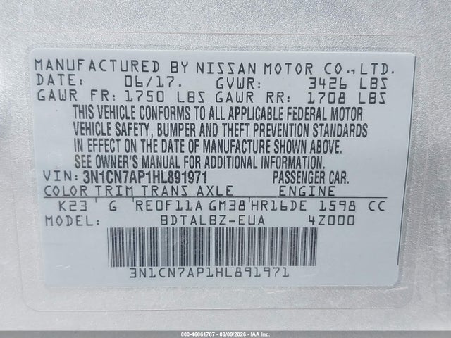 Nissan Versa 1.6 Sv 2017 3N1CN7AP1HL891971 Image 9