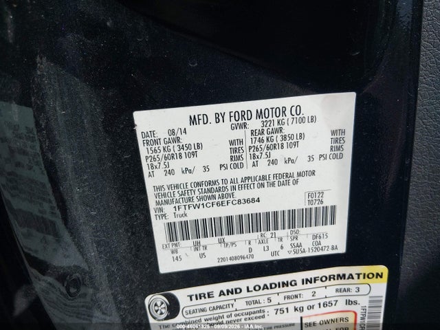 Продажа на аукционе авто 2014 Ford F-150 Xlt, vin: 1FTFW1CF6EFC83684, номер лота: 46061825