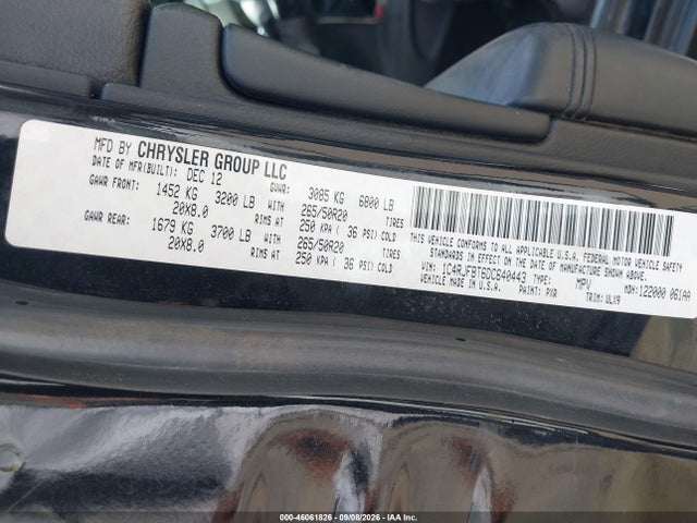 46061826 :رقم المزاد ، 1C4RJFBT6DC640443 vin ، 2013 Jeep Grand Cherokee Limited مزاد بيع