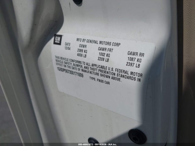 46061872 :رقم المزاد ، 1G6DP567350171009 vin ، 2005 Cadillac Cts Standard مزاد بيع
