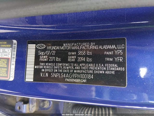 Продаж на аукціоні авто 2023 Hyundai Elantra Sel, vin: 5NPLS4AG9PH100184, номер лоту: 46061882