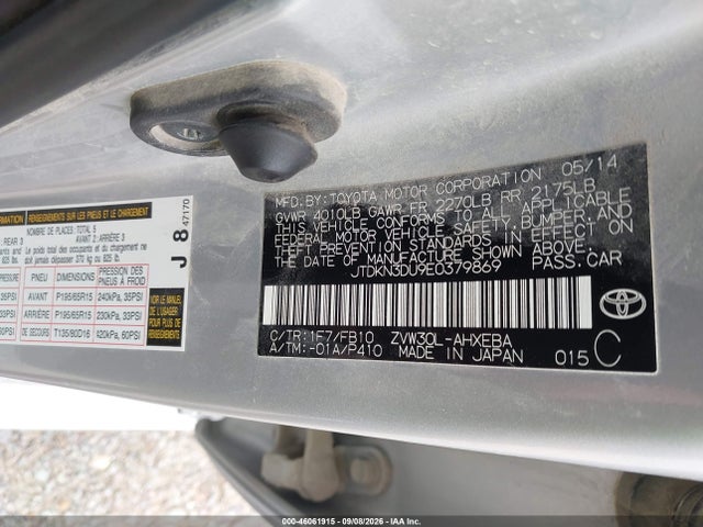 46061915 :رقم المزاد ، JTDKN3DU9E0379869 vin ، 2014 Toyota Prius Three مزاد بيع