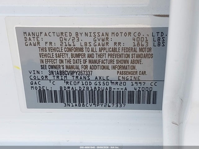 Nissan Sentra Sv Xtronic Cvt 2023 3N1AB8CV9PY267337 Image 9